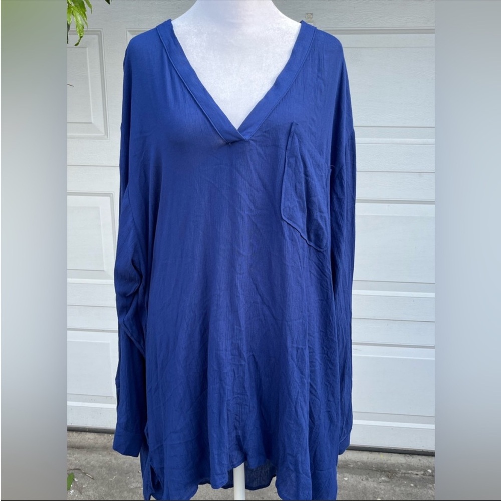 Women's Mynah Crinkled Swimsuit Cover-up XXL blue NWT